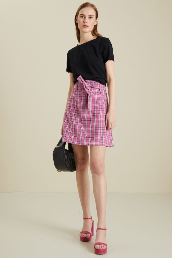 Gonna svasata in lino - FUCSIA BIANCO NERO - Fashion Market