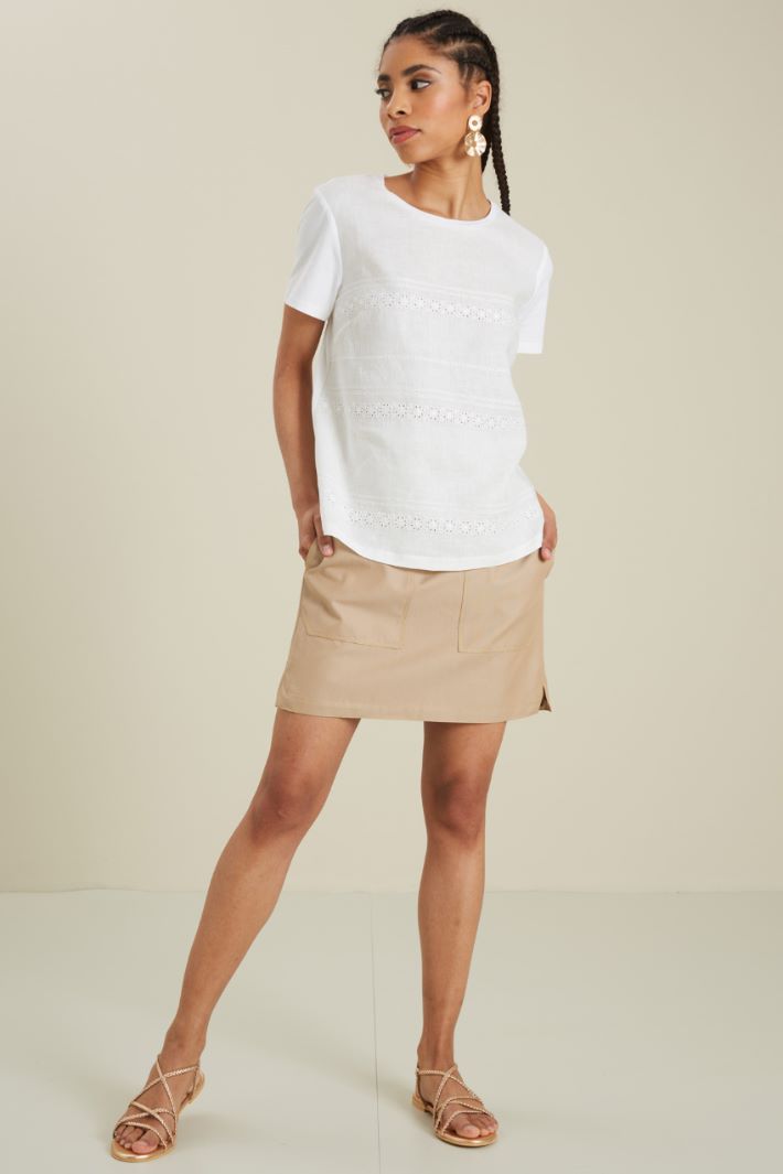 Minigonna in cotone - CAMMELLO - Fashion Market