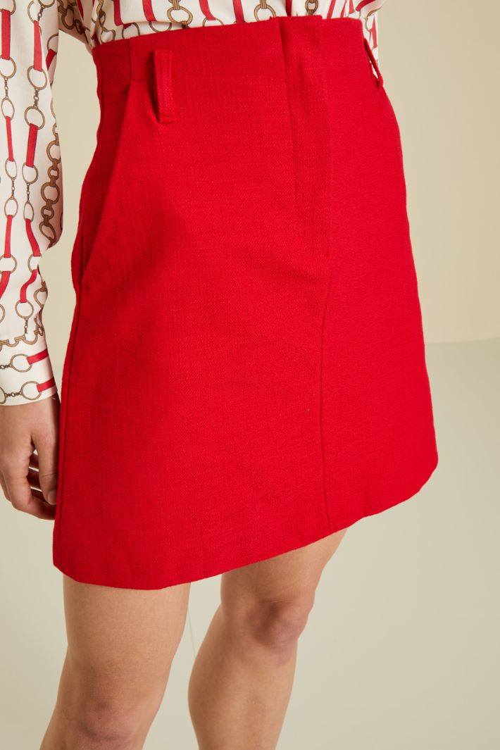 Gonna in stuoia di cotone - ROSSO - Fashion Market - 3