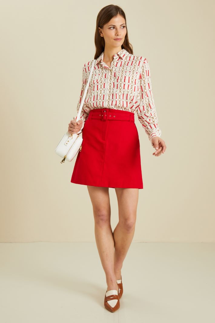 Gonna in stuoia di cotone - ROSSO - Fashion Market
