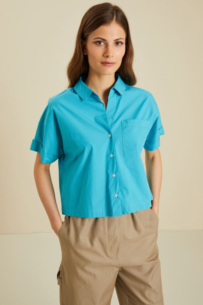 Camicia boxy in popeline - AZZURRO - Fashion Market - 2