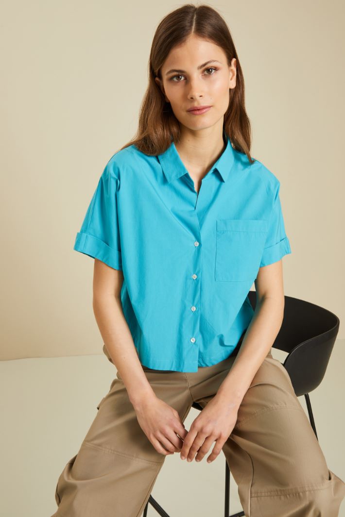 Camicia boxy in popeline - AZZURRO - Fashion Market - 3