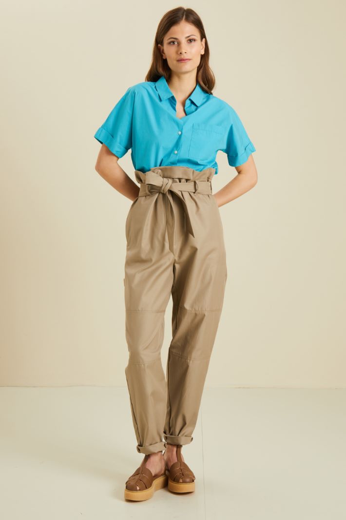Camicia boxy in popeline - AZZURRO - Fashion Market