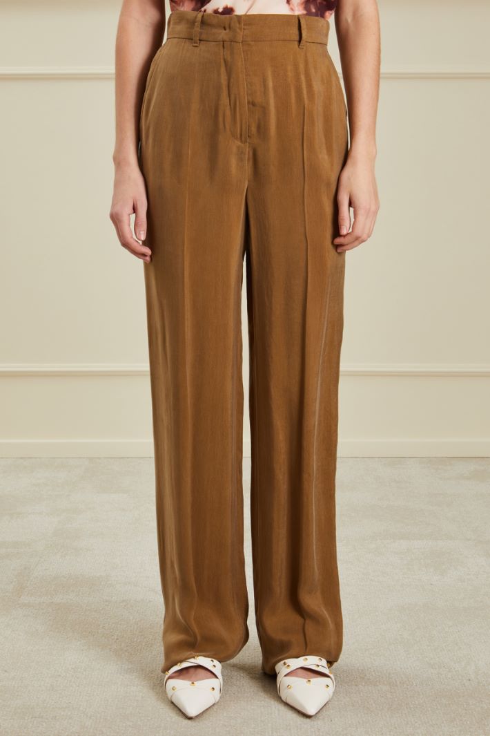 Pantaloni a palazzo in twill - CAMMELLO - Fashion Market - 2