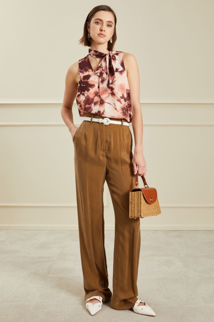 Pantaloni a palazzo in twill - CAMMELLO - Fashion Market