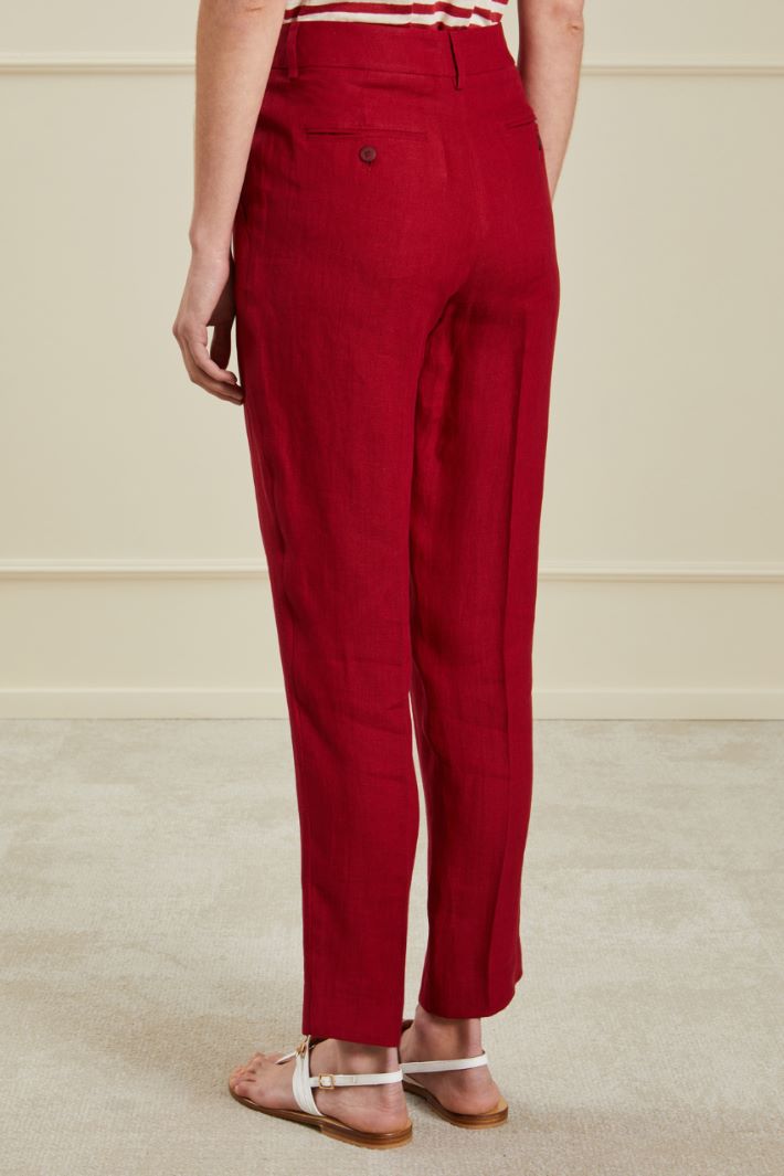 Pantaloni carrot in puro lino - ROSSO - Fashion Market - 4