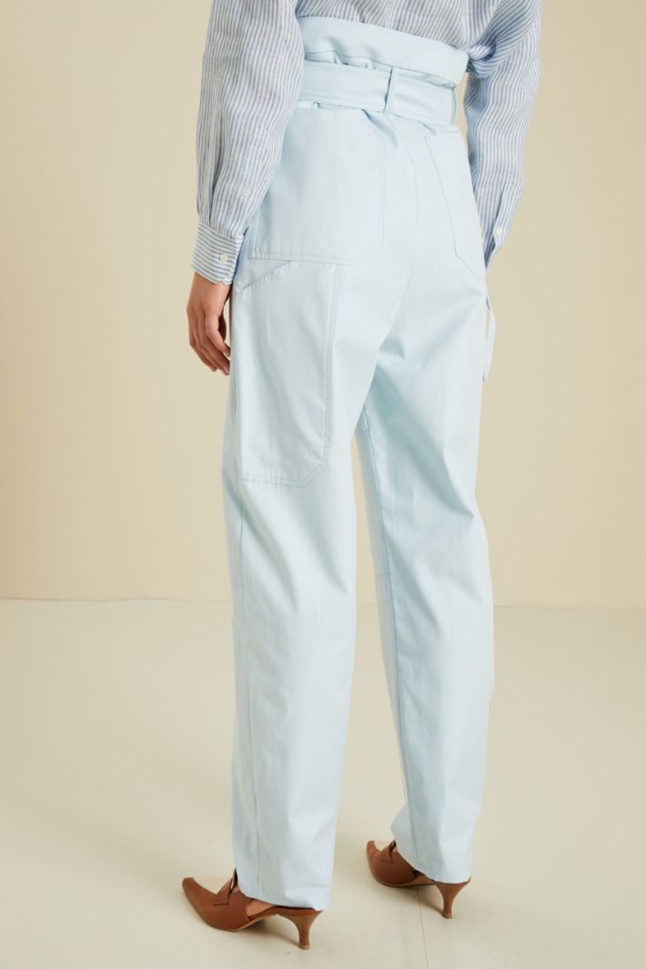 Pantaloni in gabardina - AZZURRO PASTELLO - Fashion Market - 4