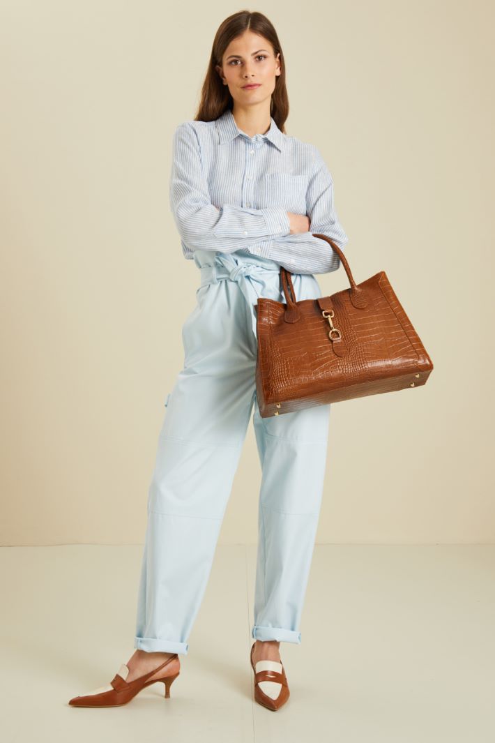 Pantaloni in gabardina - AZZURRO PASTELLO - Fashion Market