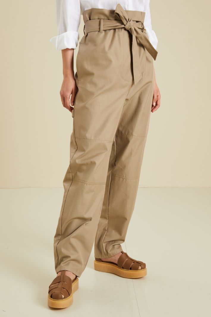 Pantaloni in gabardina - NOCCIOLA - Fashion Market - 2