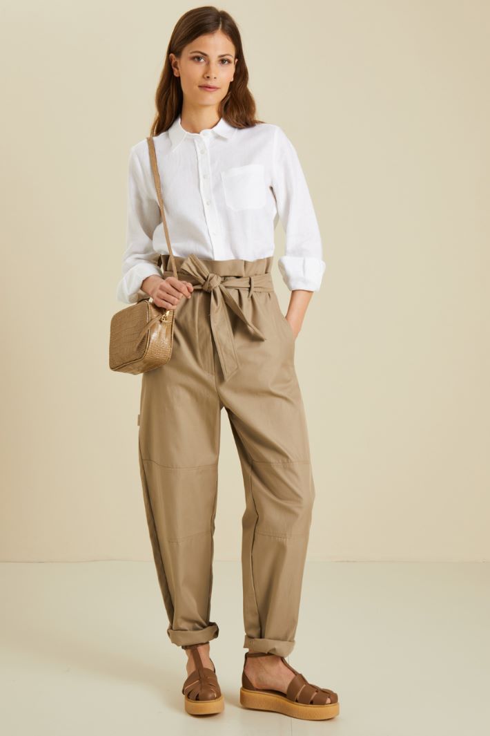 Pantaloni in gabardina - NOCCIOLA - Fashion Market