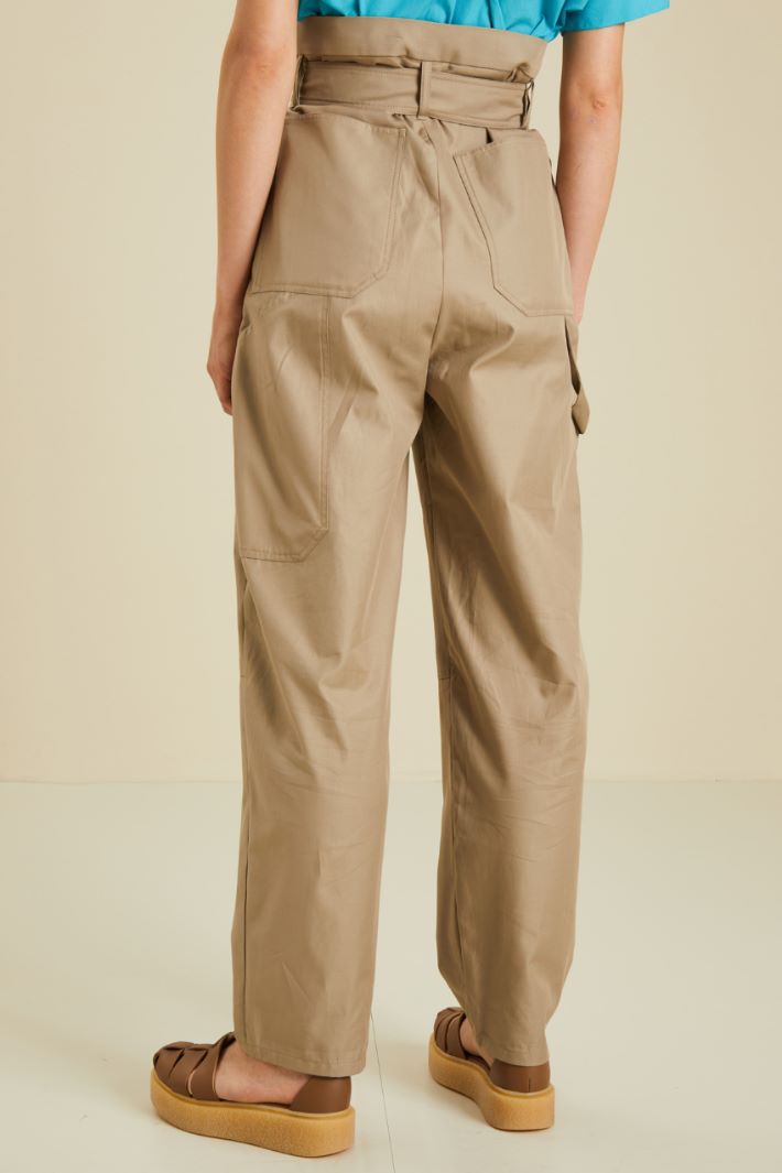 Pantaloni in gabardina - BEIGE - Fashion Market - 4