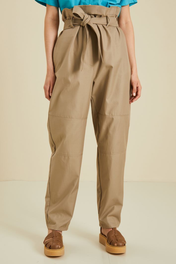 Pantaloni in gabardina - BEIGE - Fashion Market - 2