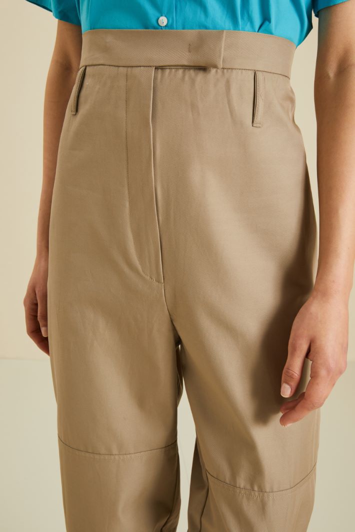 Pantaloni in gabardina - BEIGE - Fashion Market - 3