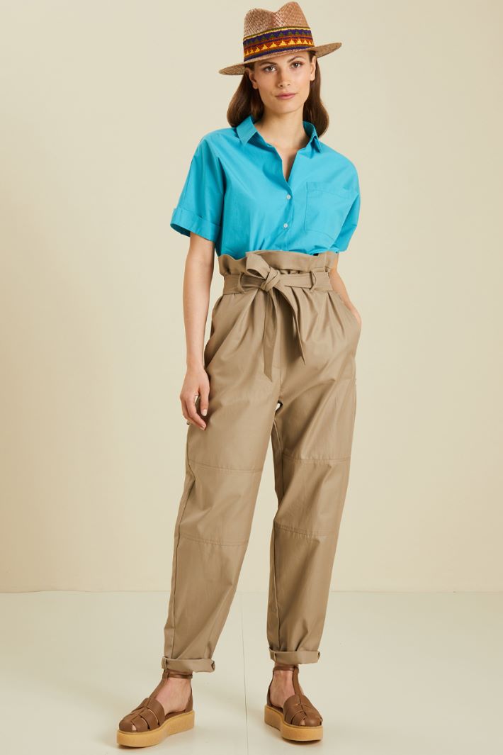 Pantaloni in gabardina - BEIGE - Fashion Market
