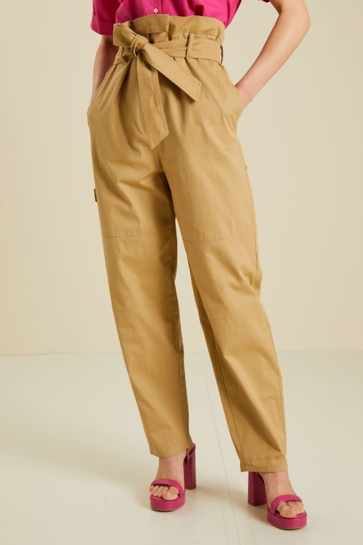Pantaloni a vita alta - BEIGE - Fashion Market - 2