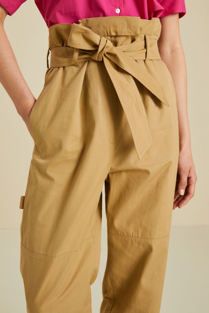 Pantaloni a vita alta - BEIGE - Fashion Market - 3