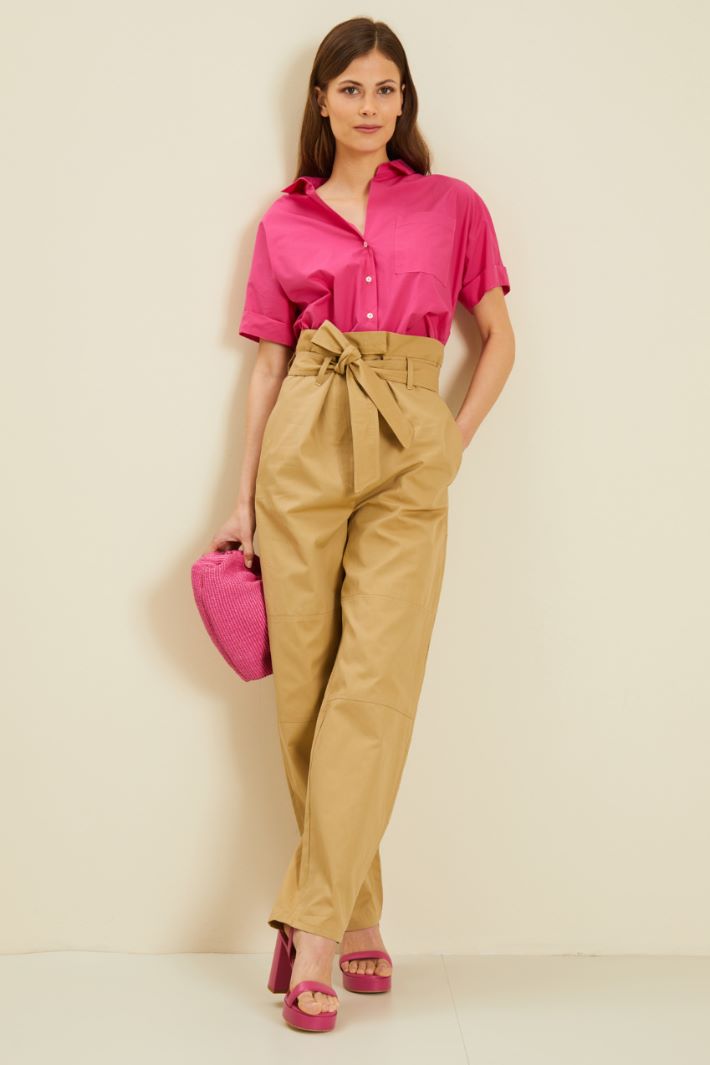 Pantaloni a vita alta - BEIGE - Fashion Market