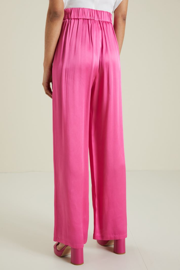 Pantaloni a palazzo in raso - FUCSIA - Fashion Market - 4