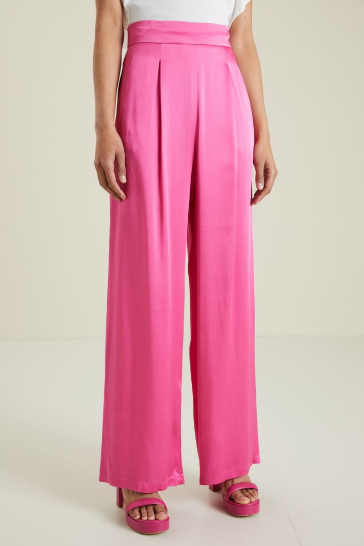 Pantaloni a palazzo in raso - FUCSIA - Fashion Market - 2