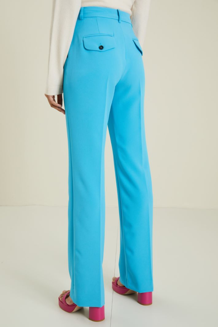 Pantaloni dritti in cady - AZZURRO - Fashion Market - 4