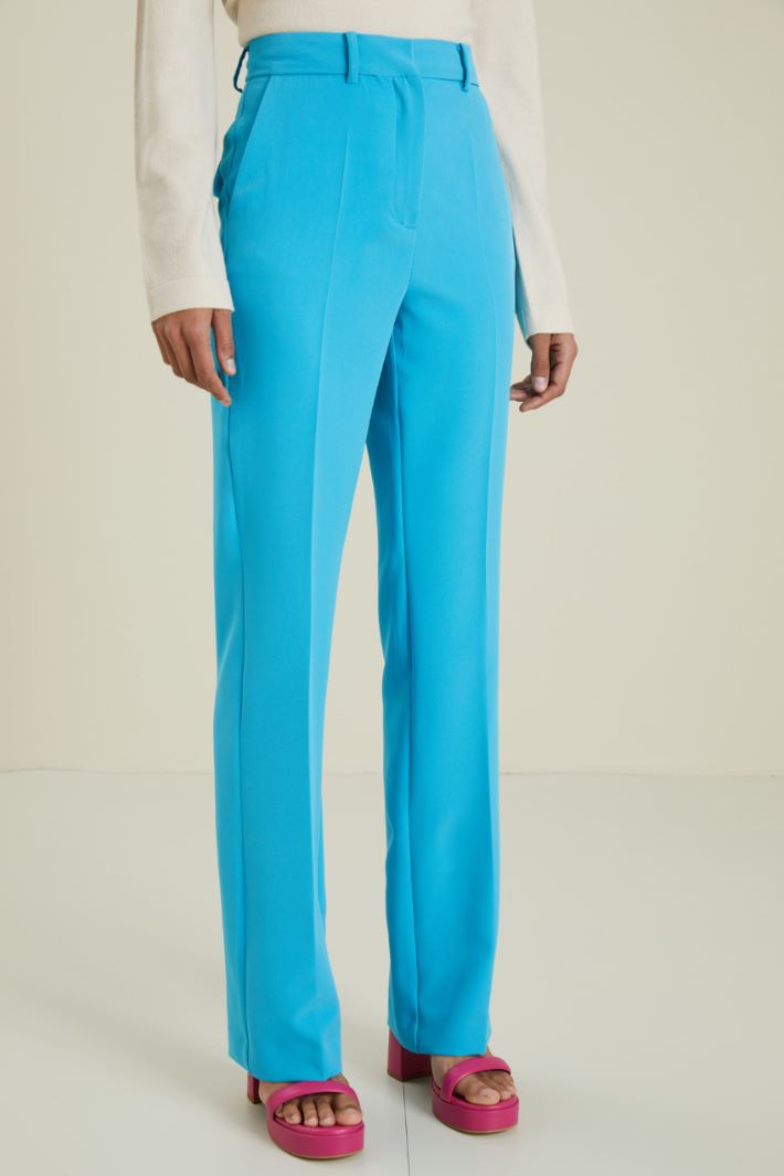 Pantaloni dritti in cady - AZZURRO - Fashion Market - 2