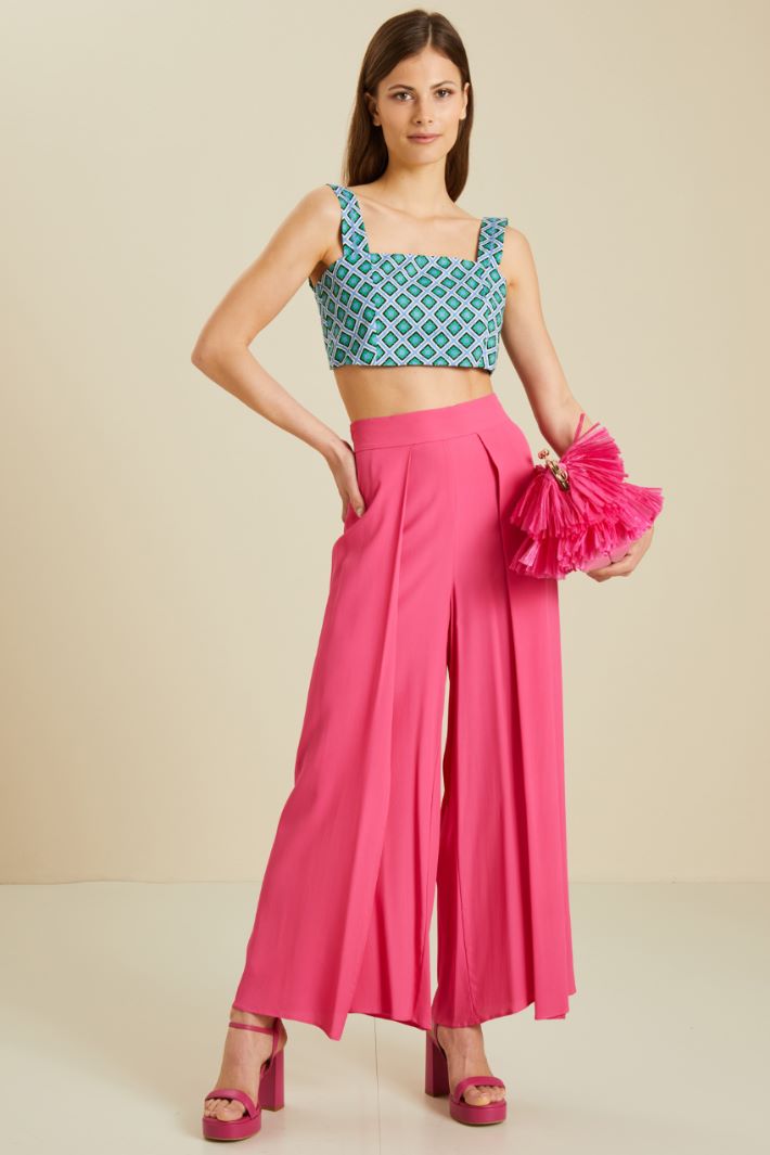 Pantaloni in crèpe de chine - FUXIA - Fashion Market