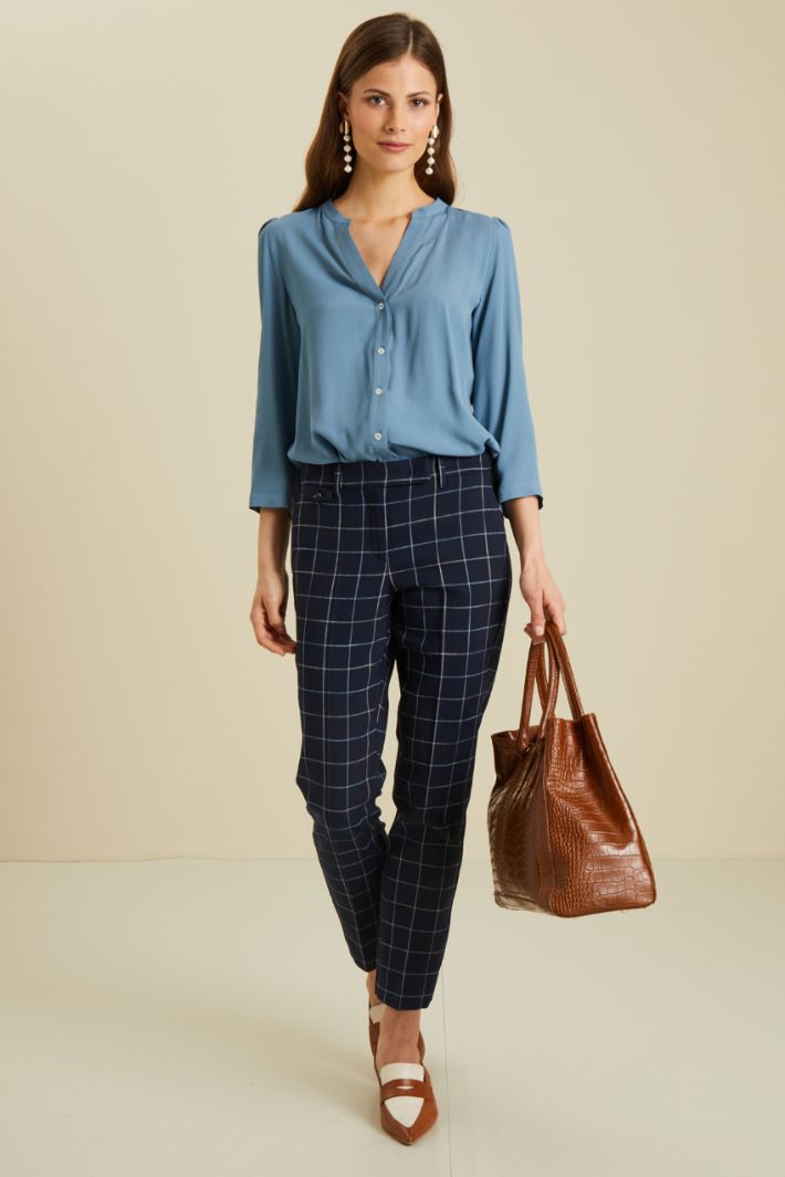 Pantaloni in stuoia di viscosa - BLU NOTTE AZZURRO - Fashion Market