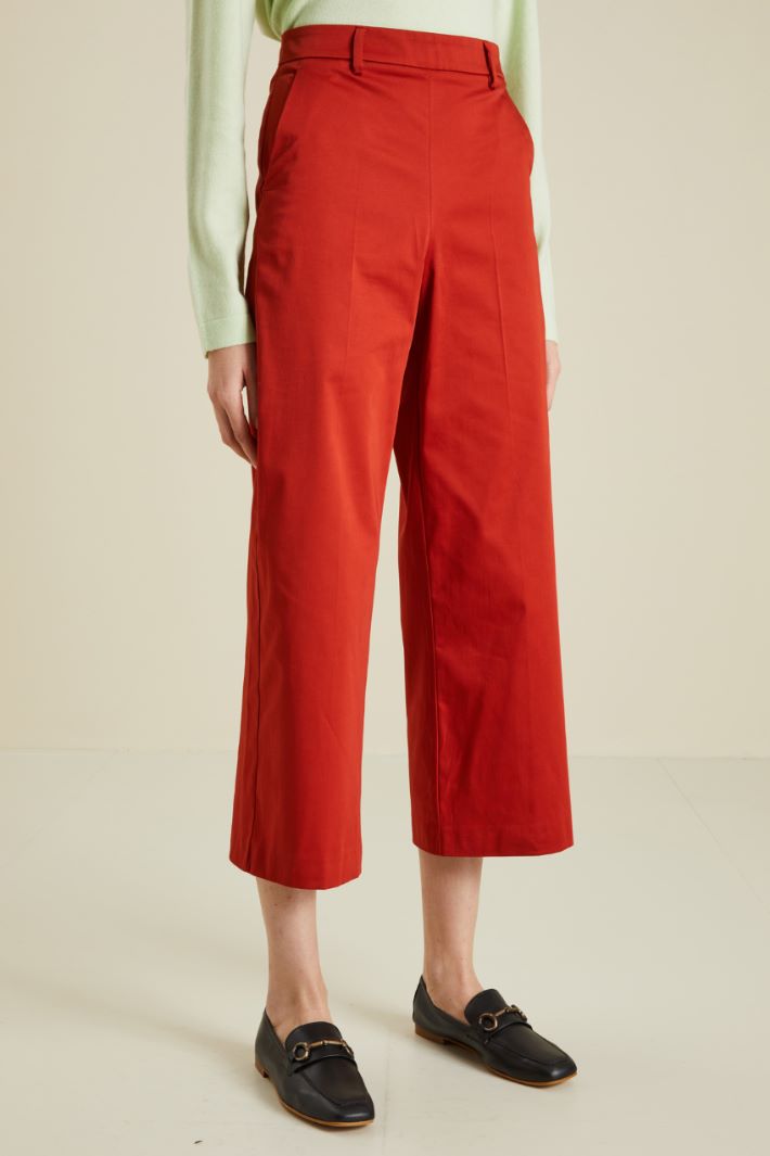 Pantaloni in popeline - ROSSO MATTONE - Fashion Market - 3