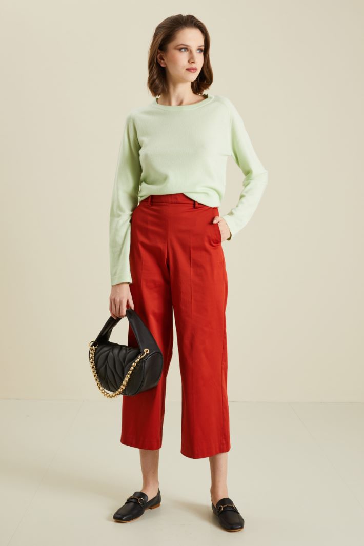 Pantaloni in popeline - ROSSO MATTONE - Fashion Market