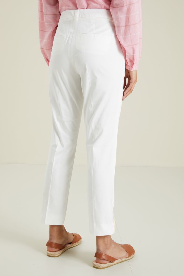 Pantaloni in raso di cotone - BIANCO - Fashion Market - 4