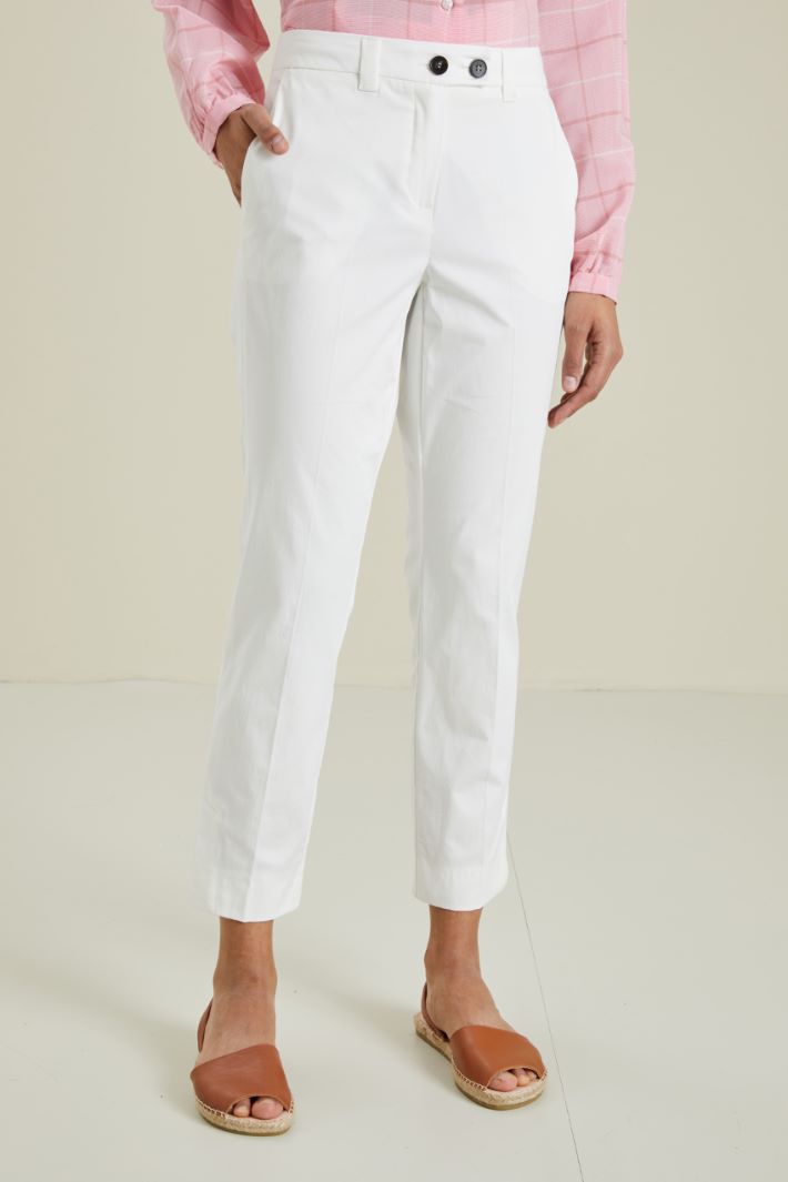 Pantaloni in raso di cotone - BIANCO - Fashion Market - 2
