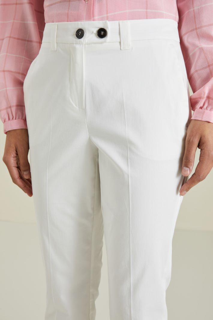 Pantaloni in raso di cotone - BIANCO - Fashion Market - 3