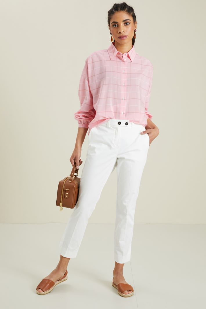 Pantaloni in raso di cotone - BIANCO - Fashion Market
