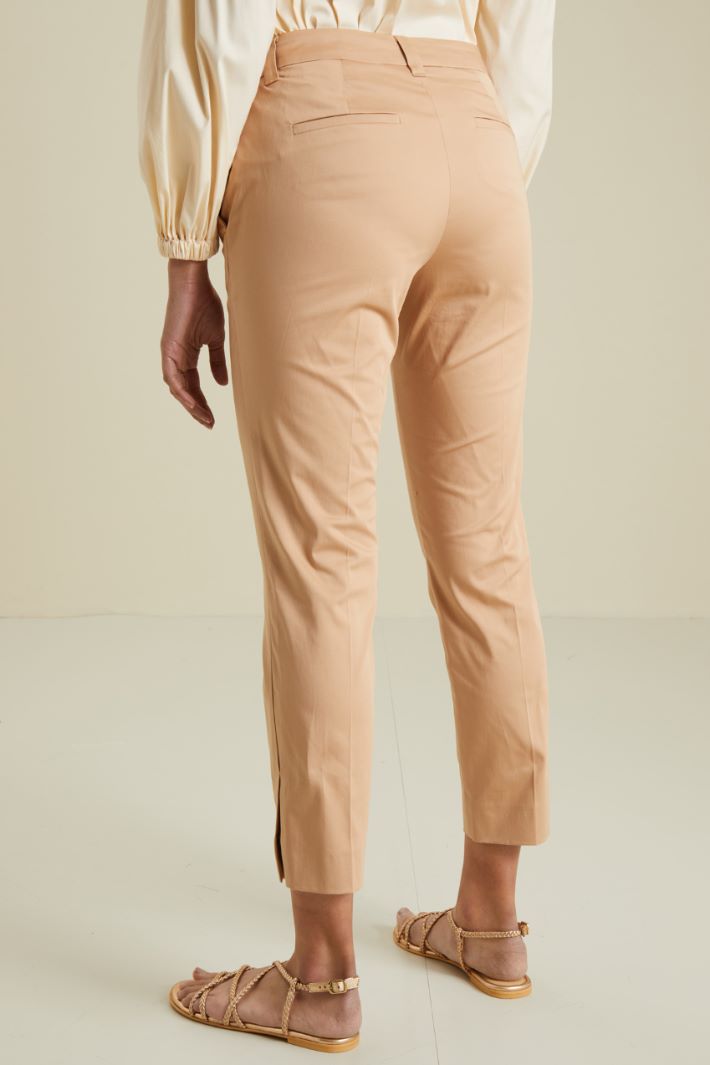 Pantaloni in raso di cotone - NOCCIOLA - Fashion Market - 4