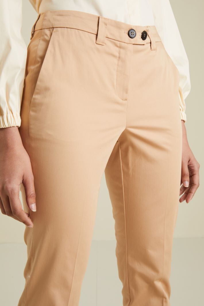 Pantaloni in raso di cotone - NOCCIOLA - Fashion Market - 3