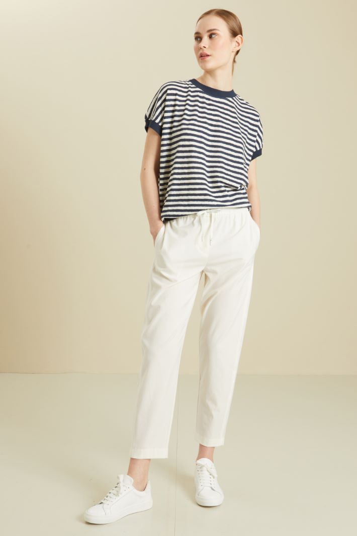 Pantaloni jogger con piping - BIANCO - Fashion Market