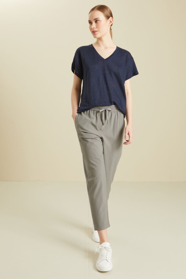 Pantaloni jogger con piping - GRIGIO - Fashion Market