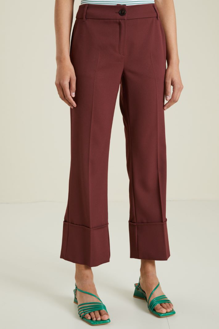 Pantaloni con risvolti - BORDEAUX - Fashion Market - 2