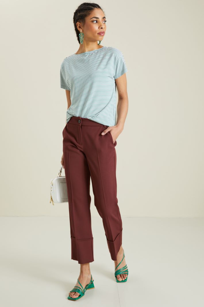Pantaloni con risvolti - BORDEAUX - Fashion Market