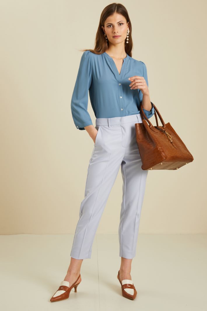 Pantaloni in misto viscosa - AZZURRO PASTELLO - Fashion Market