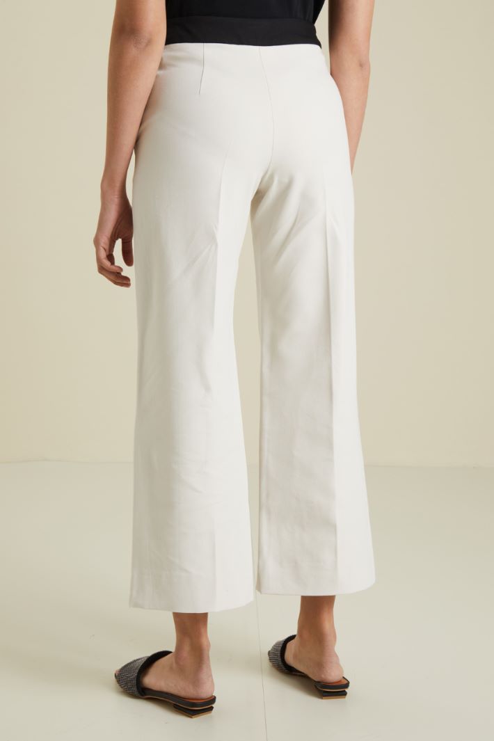 Pantaloni in cotone e viscosa - BIANCO - Fashion Market - 4