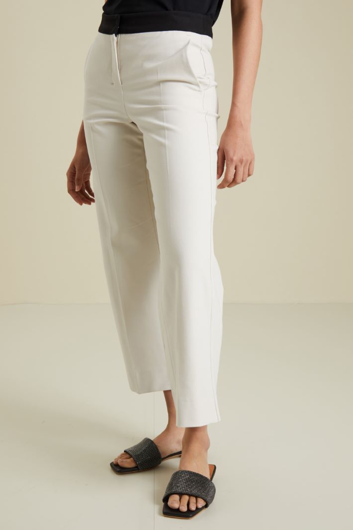 Pantaloni in cotone e viscosa - BIANCO - Fashion Market - 2