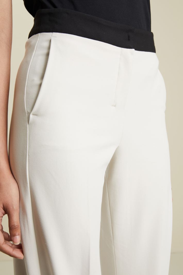 Pantaloni in cotone e viscosa - BIANCO - Fashion Market - 3