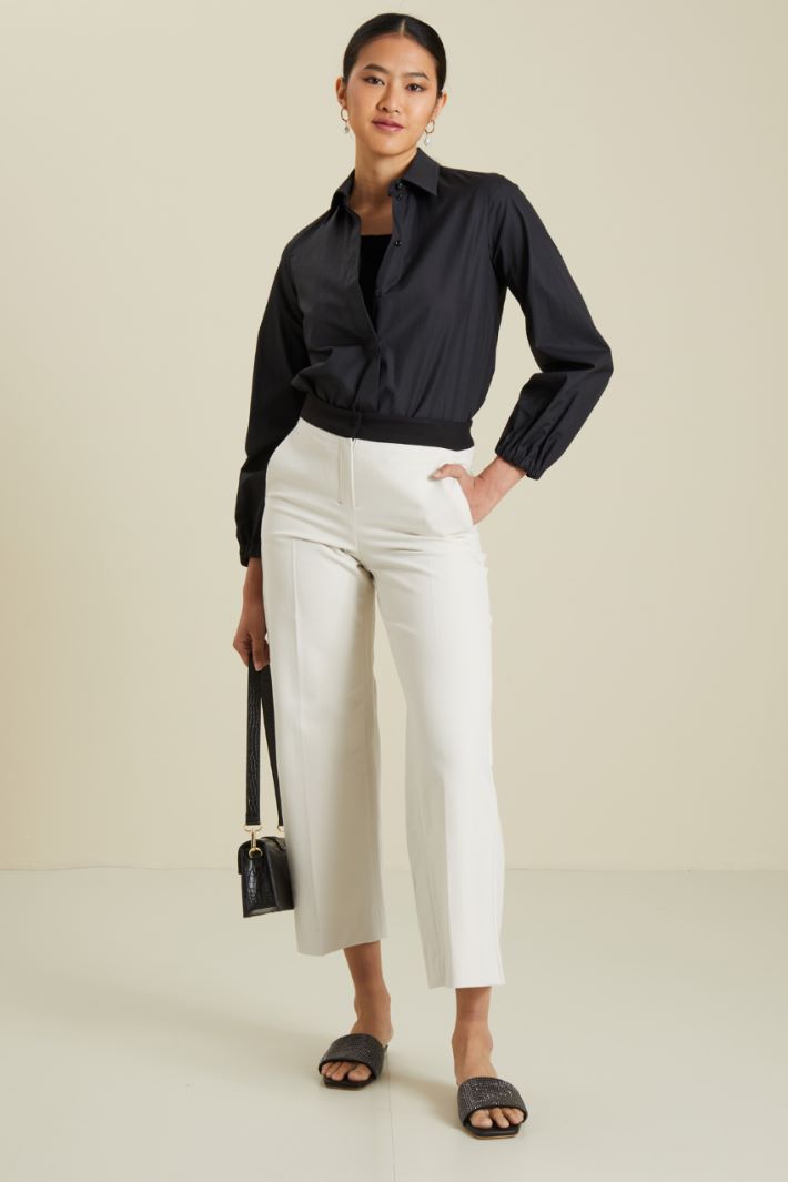 Pantaloni in cotone e viscosa - BIANCO - Fashion Market