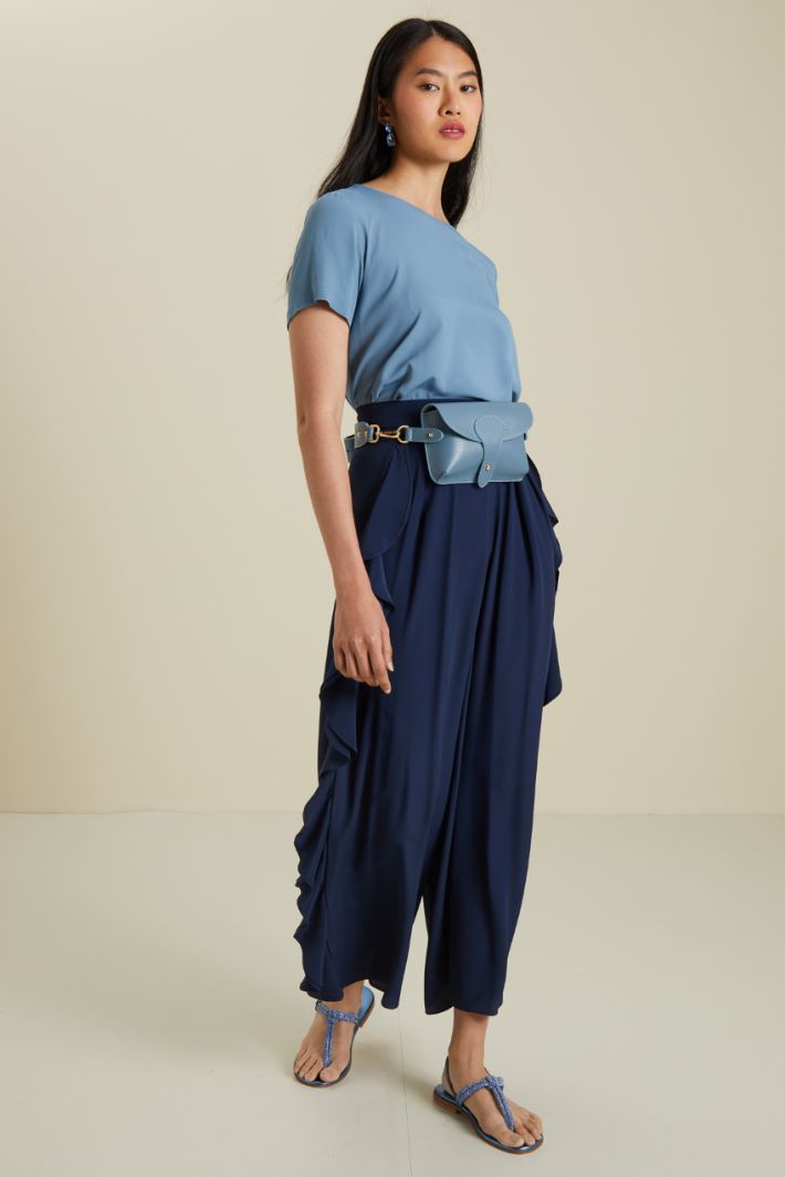 Pantaloni con volant - BLU NOTTE - Fashion Market