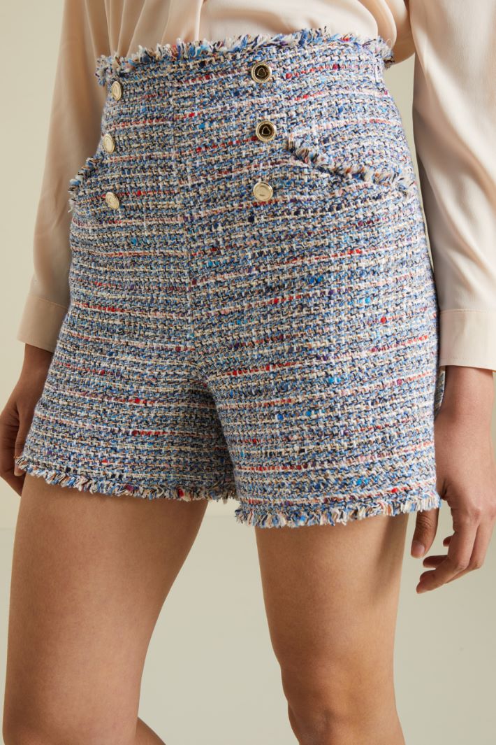 Shorts in tweed - AZZURRO - Fashion Market - 3