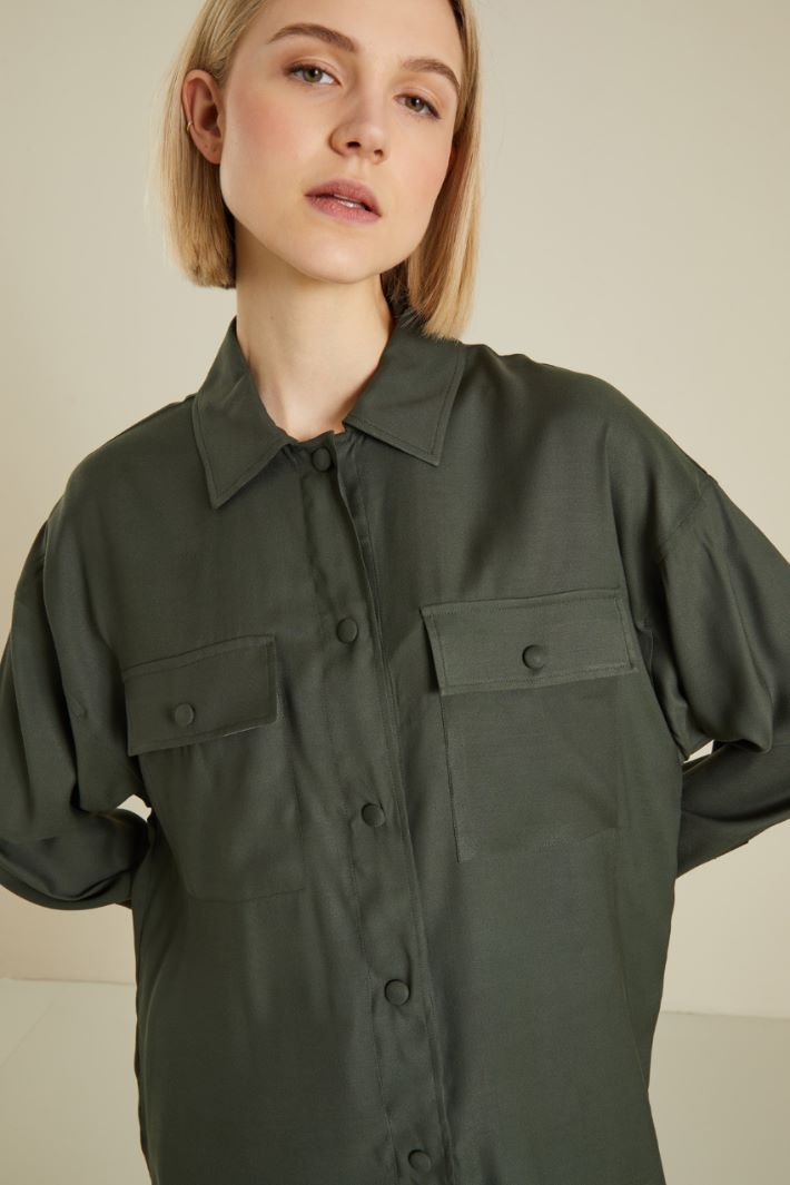 Camicia over - VERDE SCURO - Fashion Market