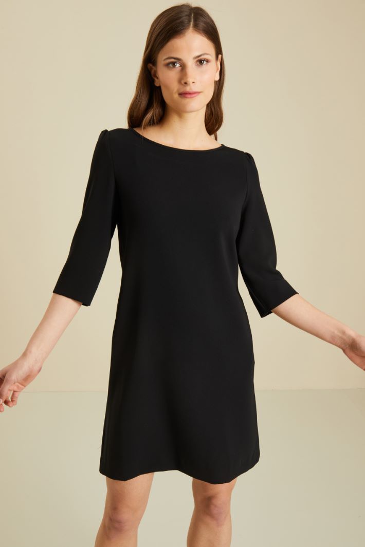 Abito corto in cady - NERO - Fashion Market - 2