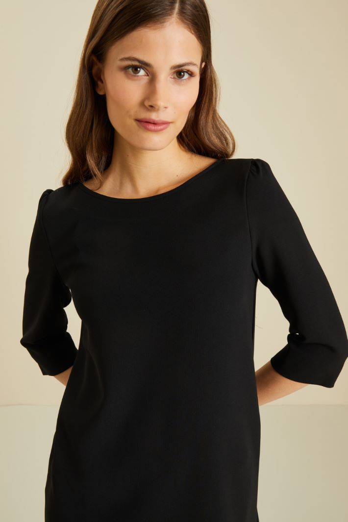 Abito corto in cady - NERO - Fashion Market - 3