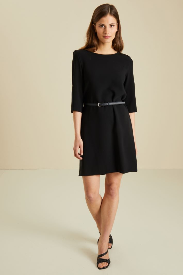Abito corto in cady - NERO - Fashion Market